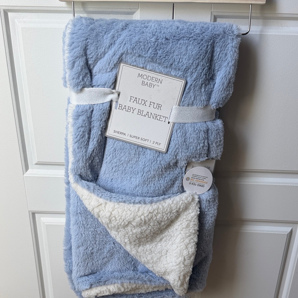Baby Faux Fur Baby Blanket - reversible